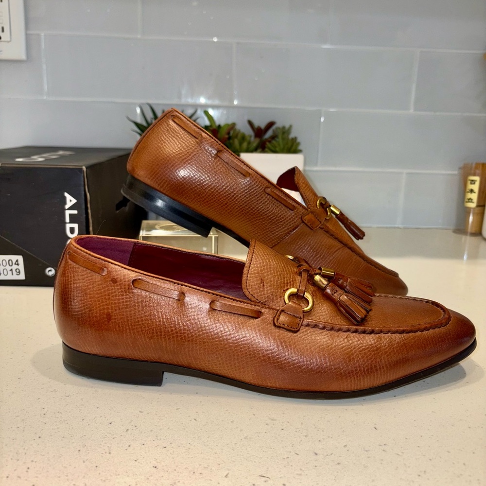 ALDO MENS SLIP ON DRESS LOAFER OLALEVIEL 10.5 US COGNAC - Picture 6 of 8